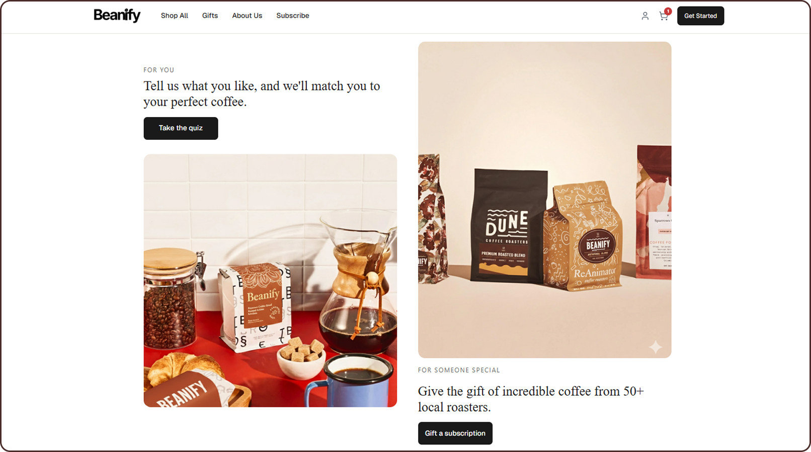 Multi-Language, Multi-Currency Ready screen from the Beanify Subbly storefront