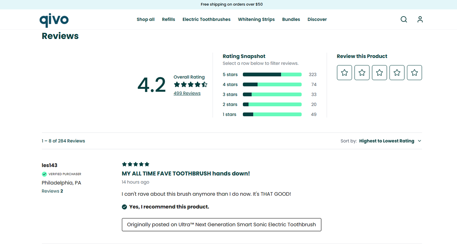 Social proof that builds trust before the buy button screen from the Qivo Subbly storefront