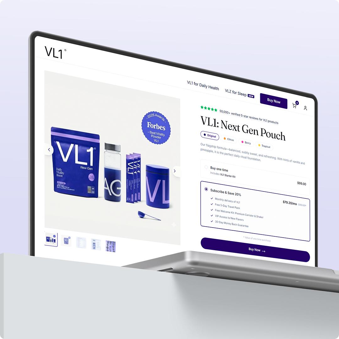 Vital Level One subscription storefront built by Subcrafted