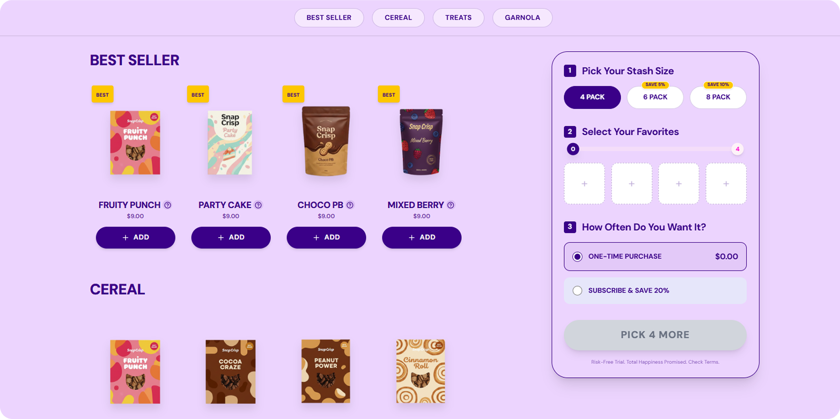 Build-Your-Own Bundle Experience That Converts screen from the Snap Crisp Subbly storefront