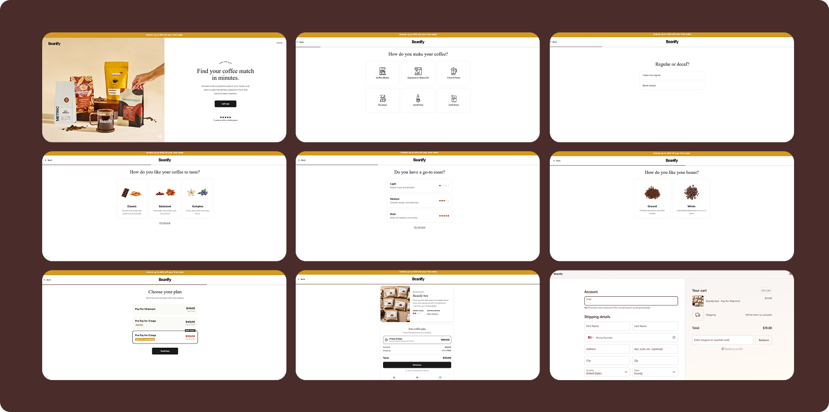 Gift Subscription Flow screen from the Beanify Subbly storefront